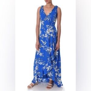 If by Sea blue ruffle asymmetrical wrap dress